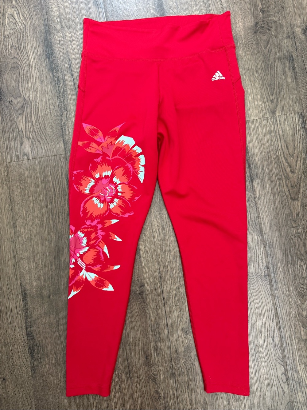 Adidas X Farm Rio Primegreen Aeroready Red Flower Leggings Size Large